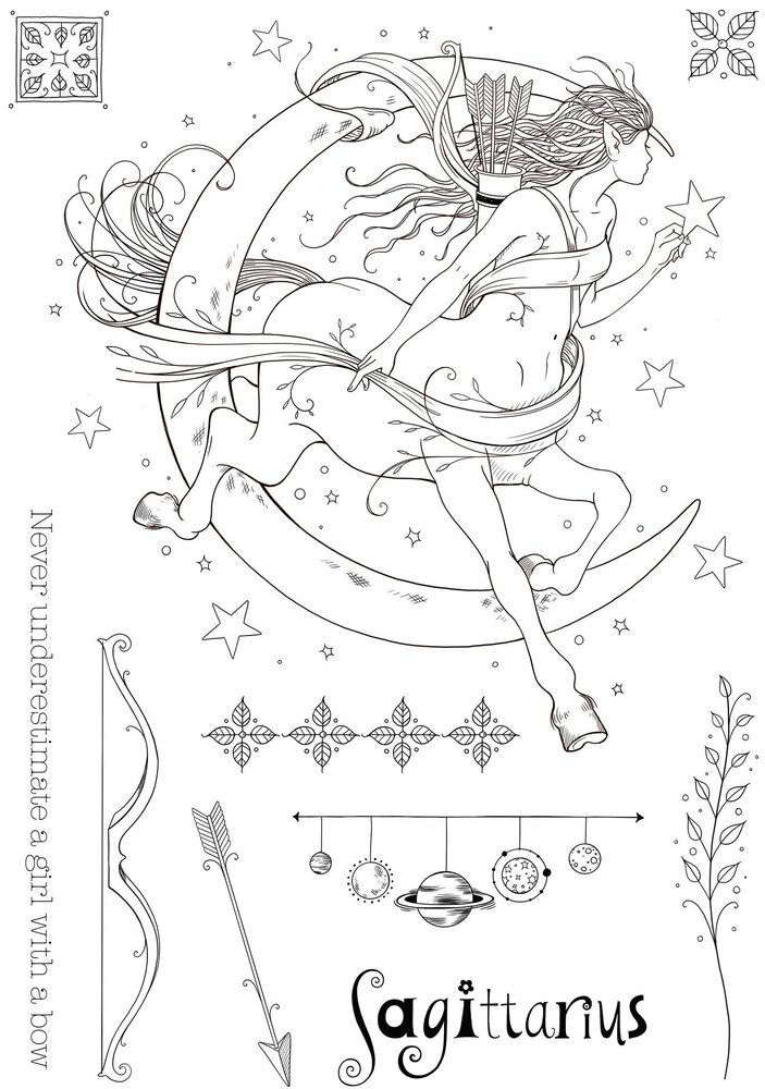 Pink Ink Designs Sagittarius "Knowledge Seeker" A5 Clear Stamps (PI234) (OUTLET)
