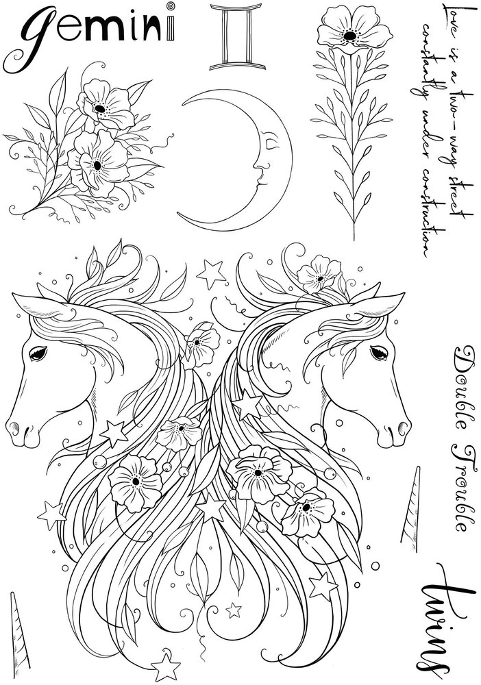 Pink Ink Designs Gemini "The Communicator" A5 Clear Stamps (PI213) (OUTLET)