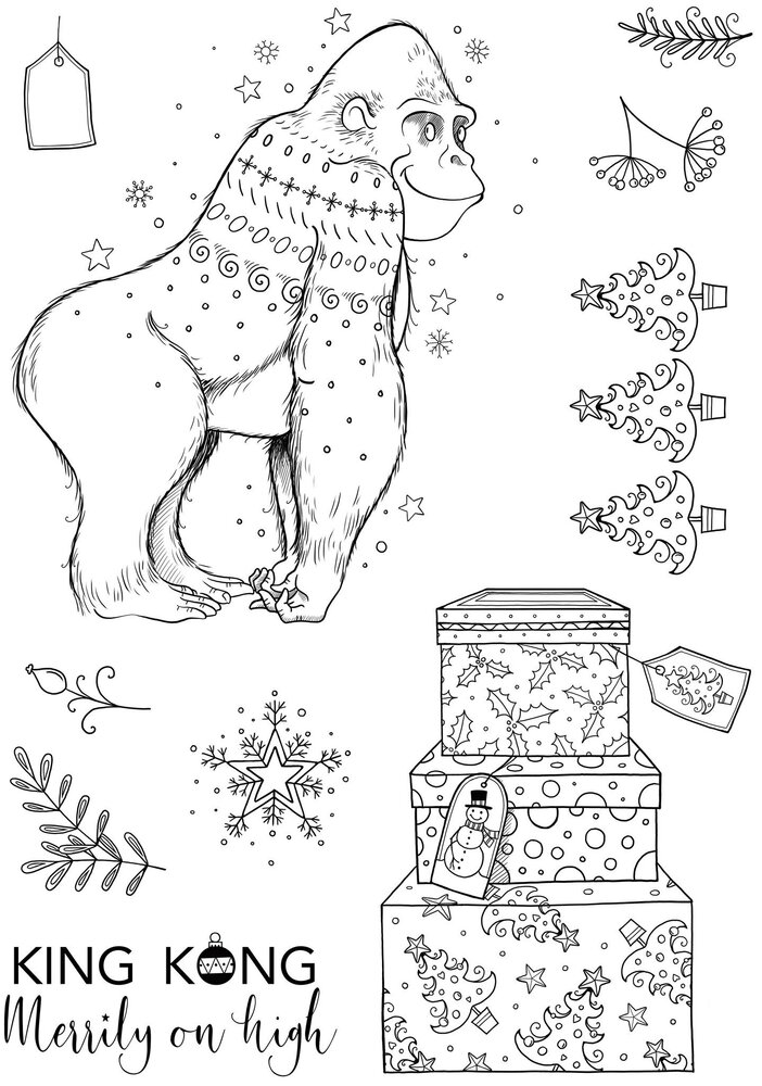 Pink Ink Designs King Kong Merrily On High A5 Clear Stamps (PI180) (OUTLET)