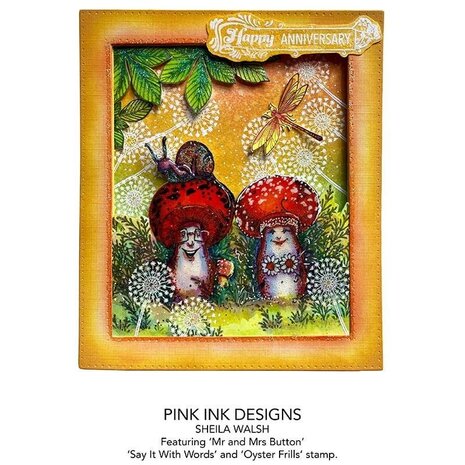 Pink Ink Designs Mr & Mrs Button A6 Clear Stamp (PI113) (OUTLET)