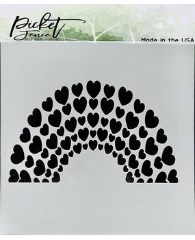 Picket Fence Studios Rainbow of Hearts 6x6 Inch Stencil (SC-270) (OUTLET)