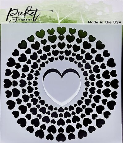 Picket Fence Studios Spiral of Hearts 6x6 Inch Stencil (SC-272) (OUTLET)