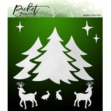 Picket Fence Studios A Winter Scene 6x6 Inch Stencil (SC-255) (OUTLET)