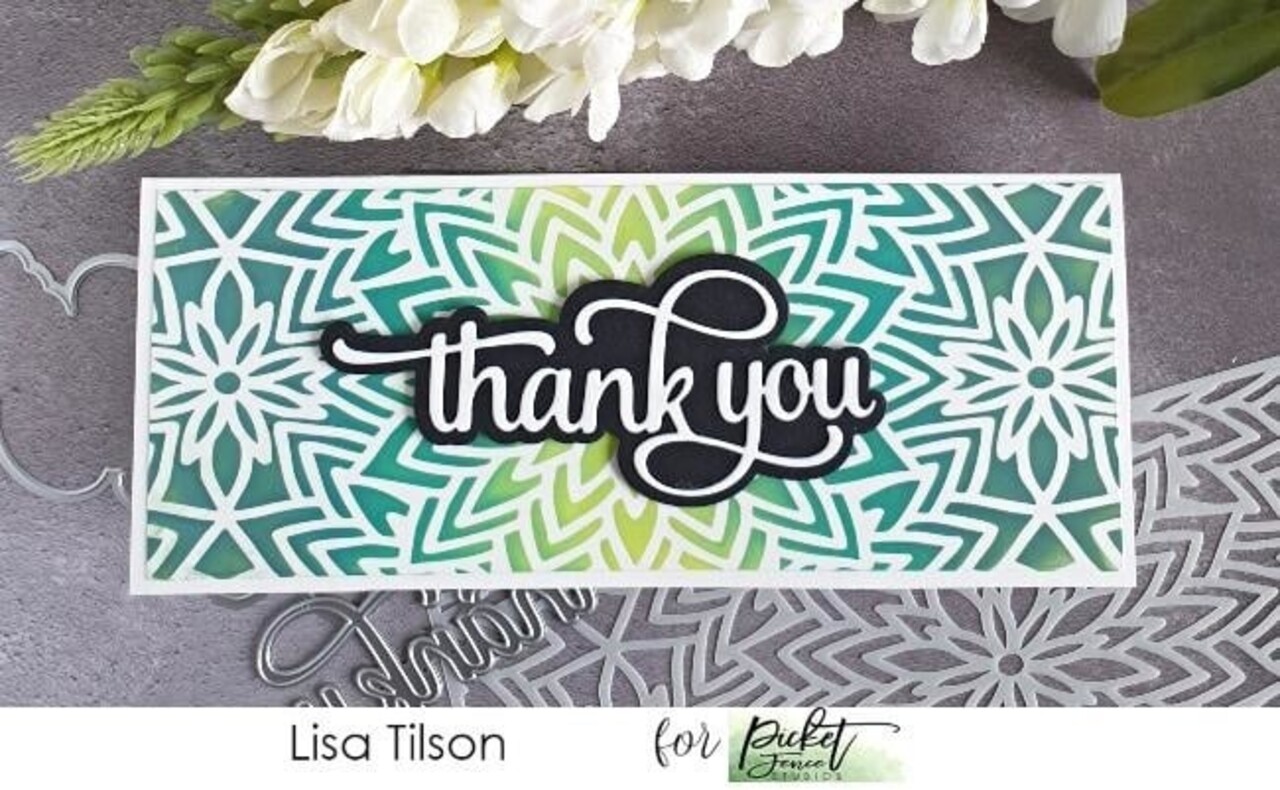Picket Fence Studios Slim Line Center Flower 4x10 Inch Stencil (SC-235) (OUTLET)