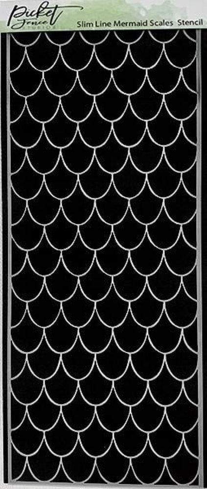 Picket Fence Studios Slim Line Mermaid Scales 4x10 Inch Stencil (SC-225) (OUTLET)