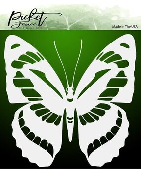 Picket Fence Studios Flutter Butterfly 6x6 Inch Stencil (SC-184) (OUTLET)