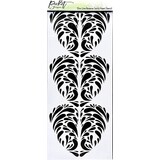 Picket Fence Studios Slim Line Reverse Swirly Heart 4x10 Inch Stencil (SC-306) (OUTLET)