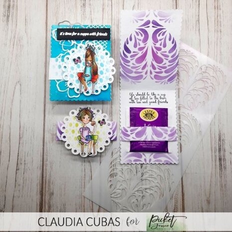 Picket Fence Studios Slim Line Reverse Swirly Heart 4x10 Inch Stencil (SC-306) (OUTLET)