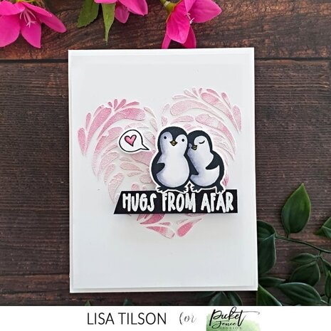 Picket Fence Studios Slim Line Reverse Swirly Heart 4x10 Inch Stencil (SC-306) (OUTLET)