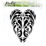 Picket Fence Studios Swirly Heart 6x6 Inch Stencil (SC-307) (OUTLET)