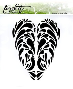 Picket Fence Studios Swirly Heart 6x6 Inch Stencil (SC-307) (OUTLET)