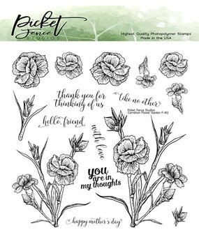 Picket Fence Studios Carnation Flower Garden 6x6 Inch Clear Stamps (F-162) (OUTLET)