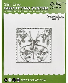 Picket Fence Studios Flying Butterfly Slim Line 4x4 Inch Die Cutting System Insert (SDCS-147) (OUTLET)