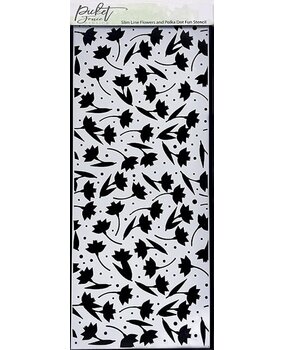 Picket Fence Studios Slim Line Flowers and Polka Dot Fun 4x10 Inch Stencil (SC-282) (OUTLET)