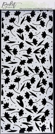 Picket Fence Studios Slim Line Flowers and Polka Dot Fun 4x10 Inch Stencil (SC-282) (OUTLET)