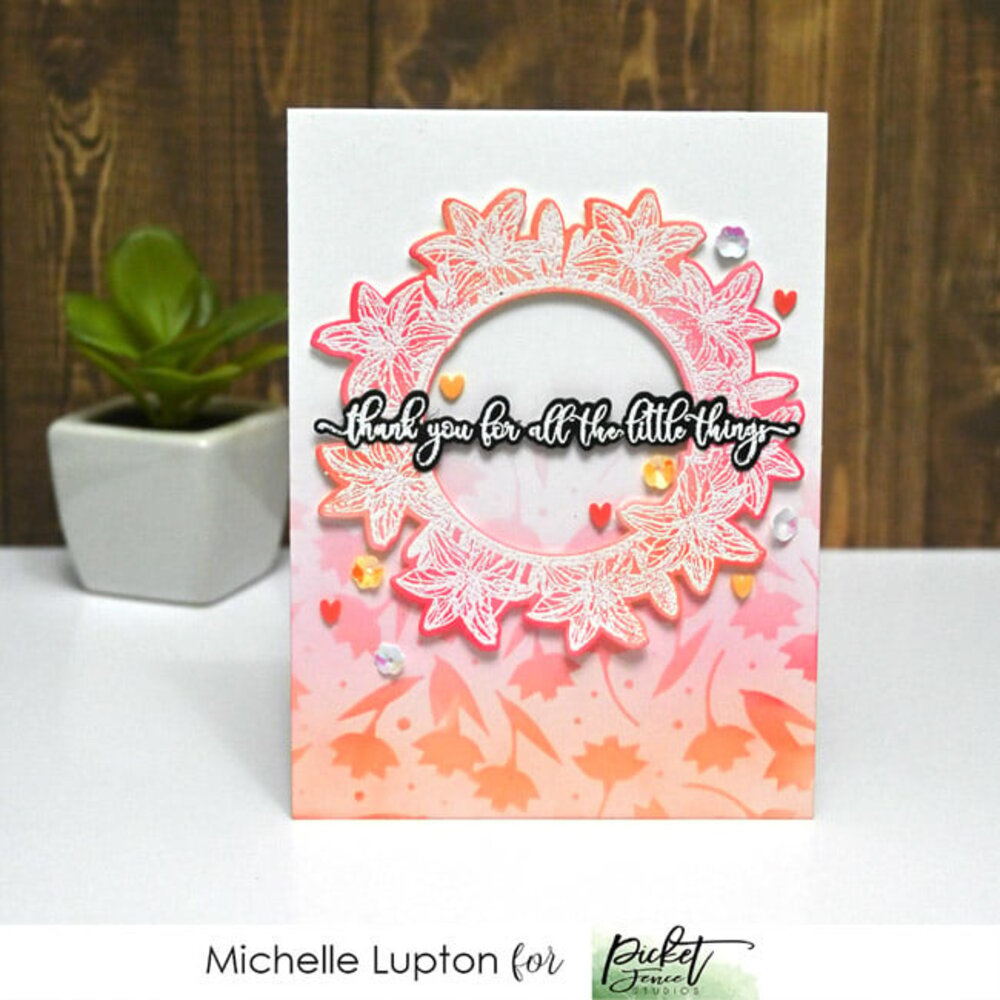 Picket Fence Studios Slim Line Flowers and Polka Dot Fun 4x10 Inch Stencil (SC-282) (OUTLET)