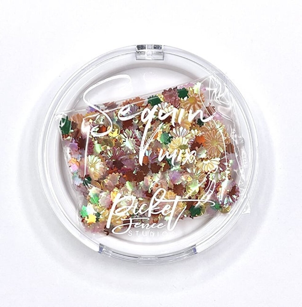 Picket Fence Studios Orange Bottlecap Flowers Sequin Mix (SQ-159) (OUTLET)