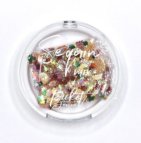 Picket Fence Studios Orange Bottlecap Flowers Sequin Mix (SQ-159) (OUTLET)