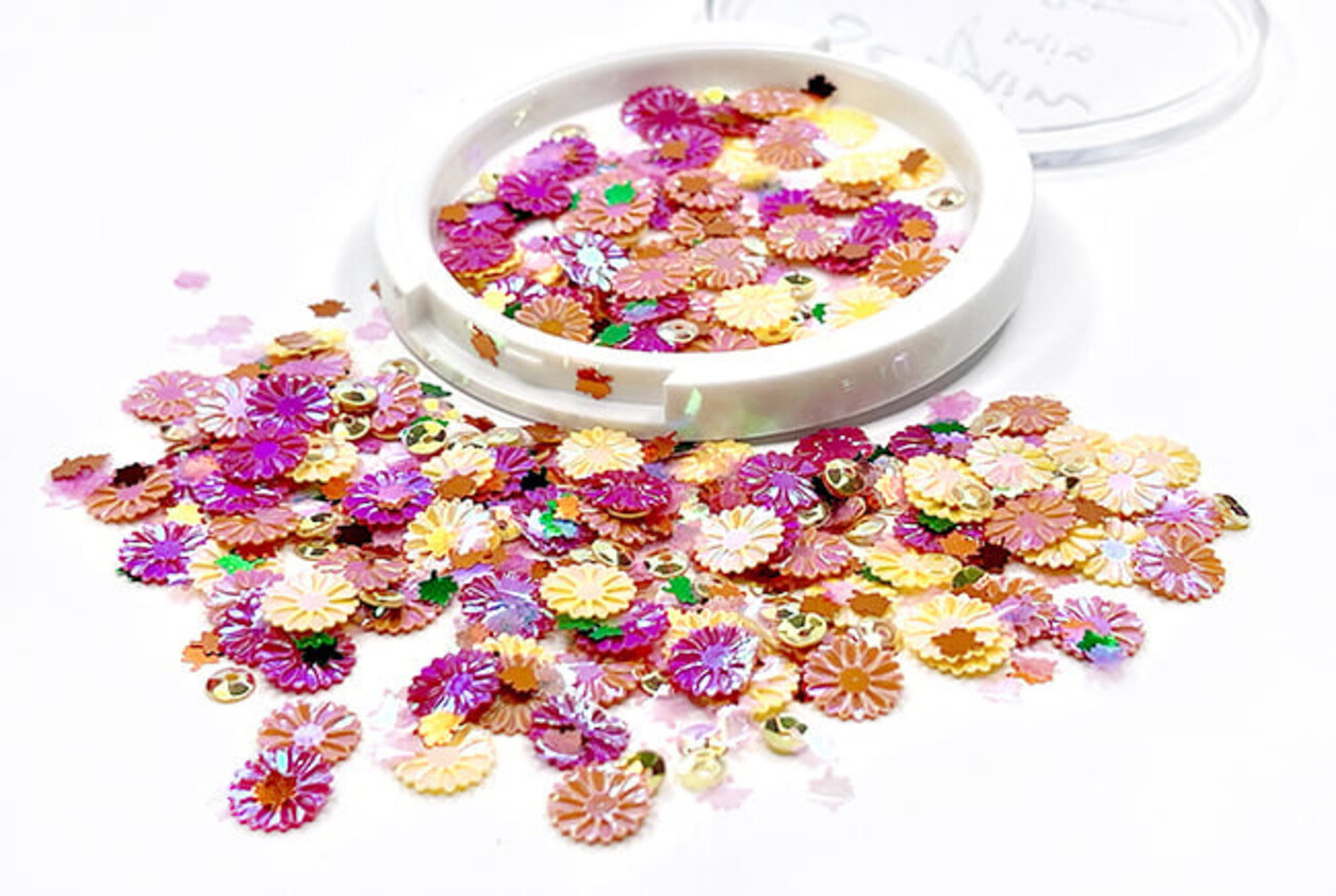 Picket Fence Studios Orange Bottlecap Flowers Sequin Mix (SQ-159) (OUTLET)