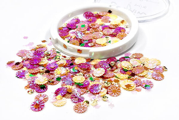 Picket Fence Studios Orange Bottlecap Flowers Sequin Mix (SQ-159) (OUTLET)