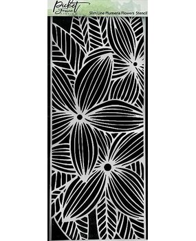 Picket Fence Studios Slim Line Plumeria Flowers 4x10 Inch Stencil (SC-276) (OUTLET)