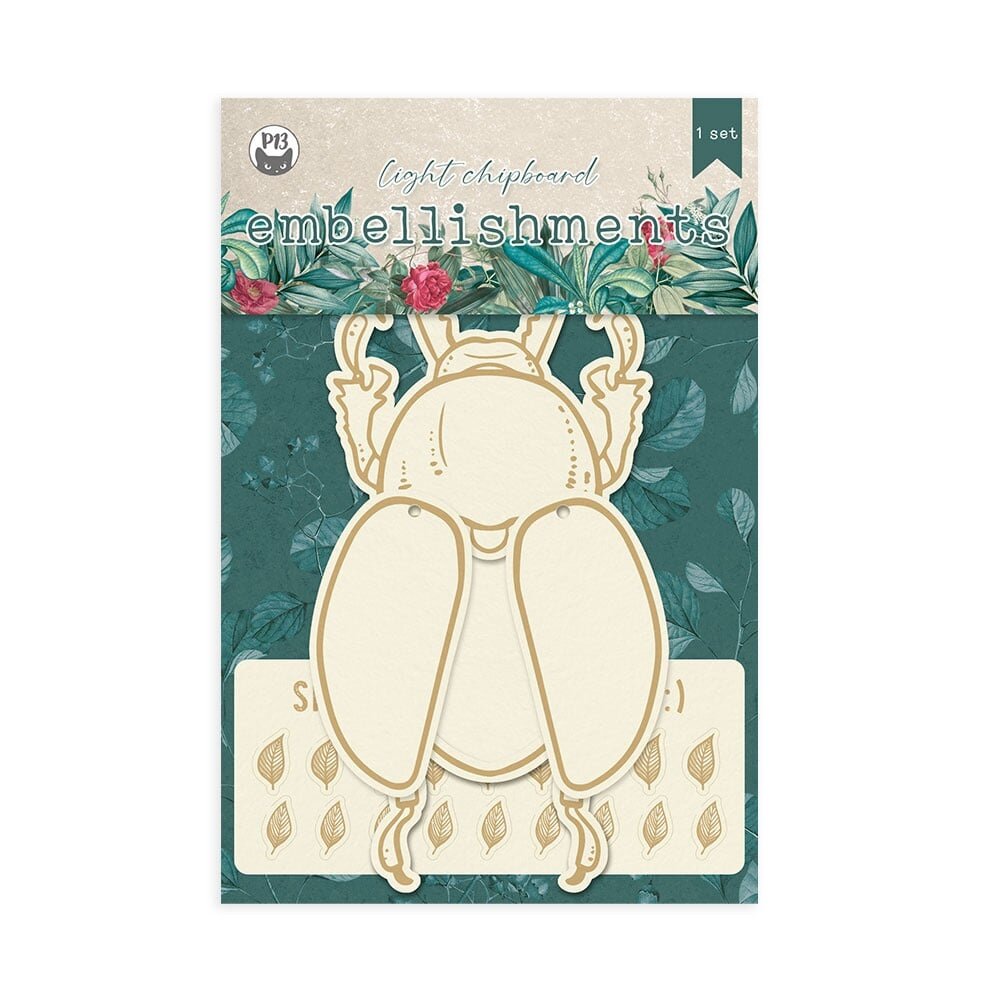 P13 Naturalist Light Chipboard Embellishments Shaker Base Bug (1pcs) (P13-NAT-49) (OUTLET)