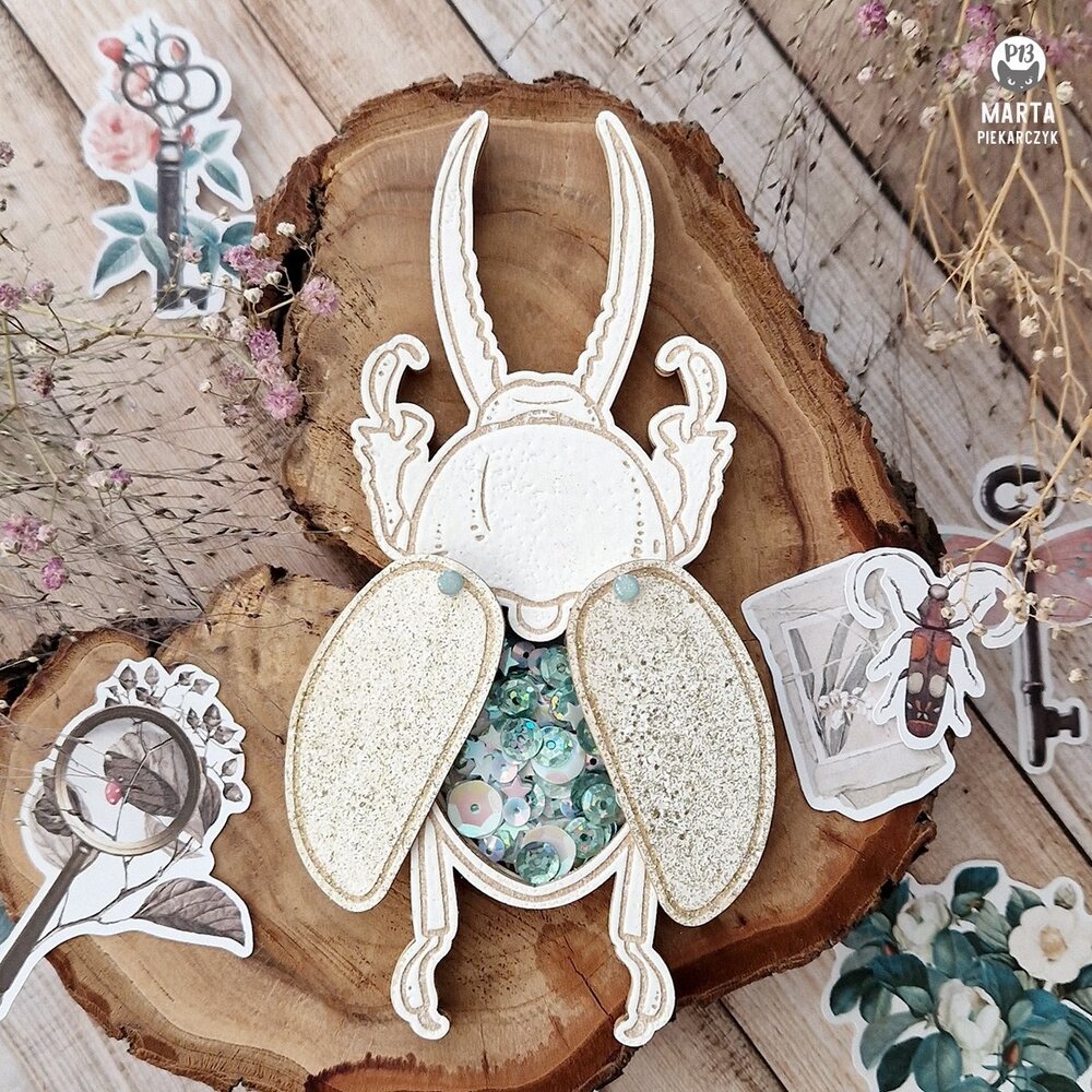 P13 Naturalist Light Chipboard Embellishments Shaker Base Bug (1pcs) (P13-NAT-49) (OUTLET)