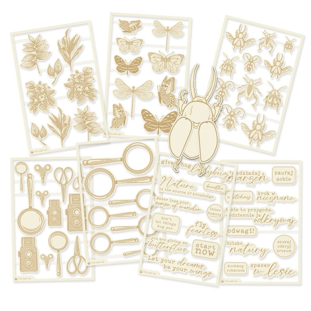 P13 Naturalist Light Chipboard Embellishments Shaker Base Bug (1pcs) (P13-NAT-49) (OUTLET)
