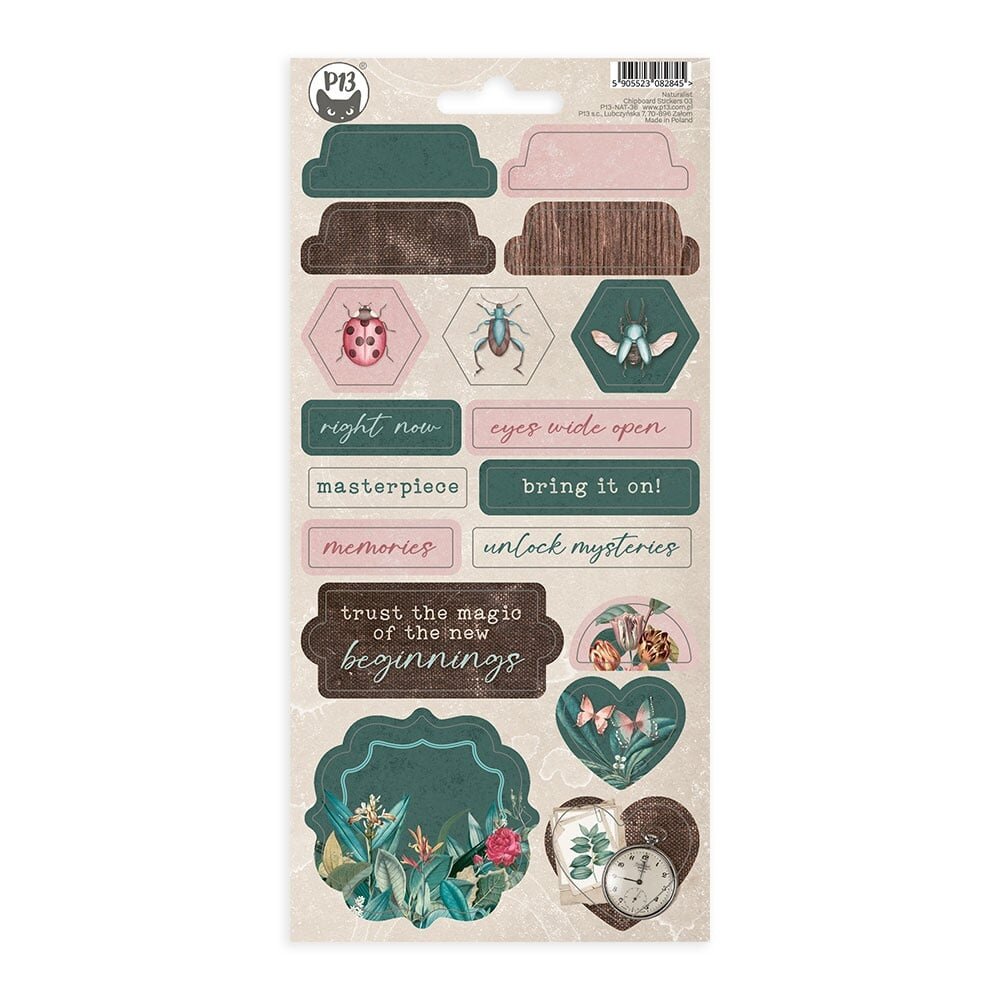 P13 Naturalist Chipboard Stickers 03 (18pcs) (P13-NAT-36) (OUTLET) P13 Naturalist Chipboard Stickers 03 (18pcs) (P13-NAT-36) (OUTLET)
