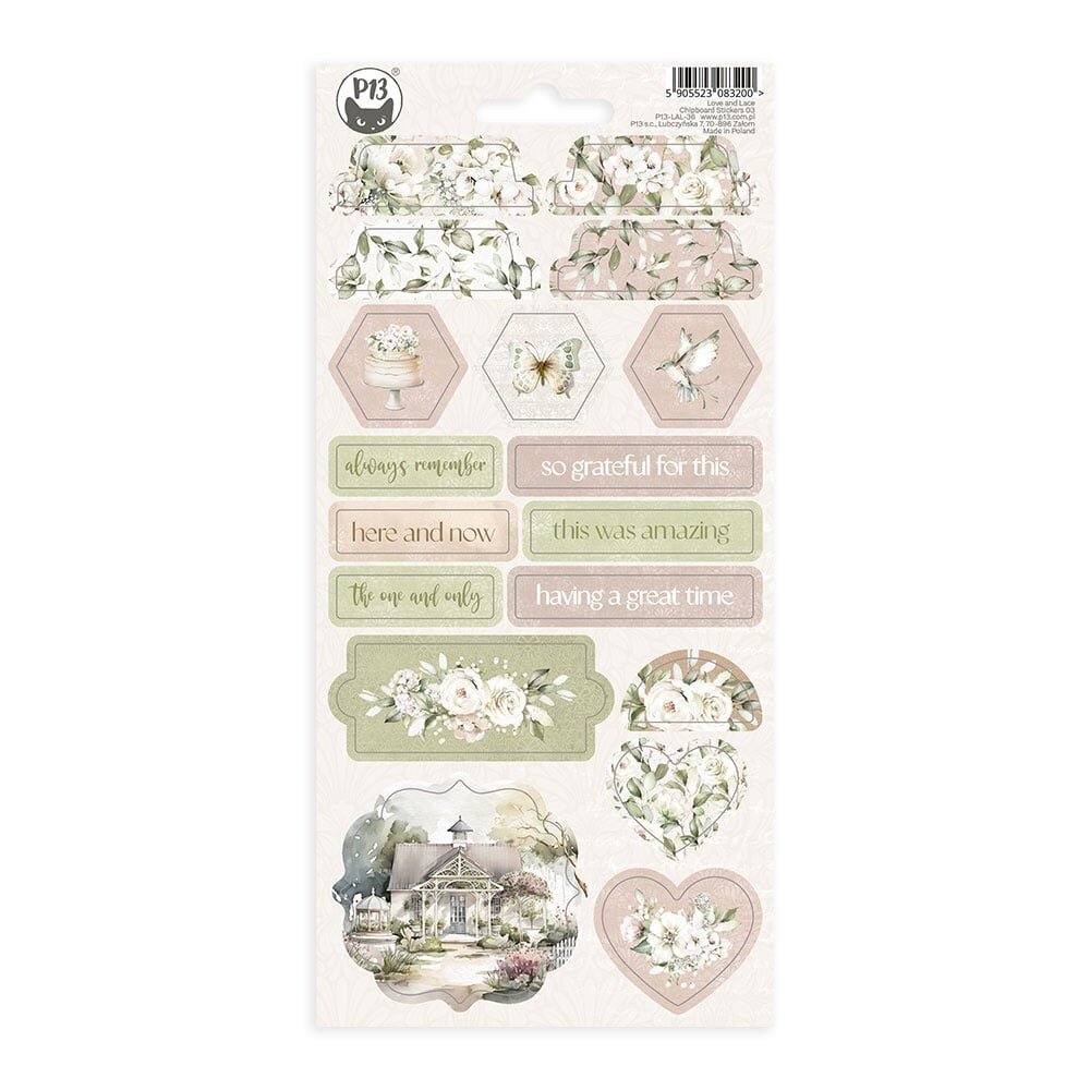P13 Love and Lace Chipboard Stickers 03 (18pcs) (P13-LAL-36) (OUTLET) P13 Love and Lace Chipboard Stickers 03 (18pcs) (P13-LAL-36) (OUTLET)
