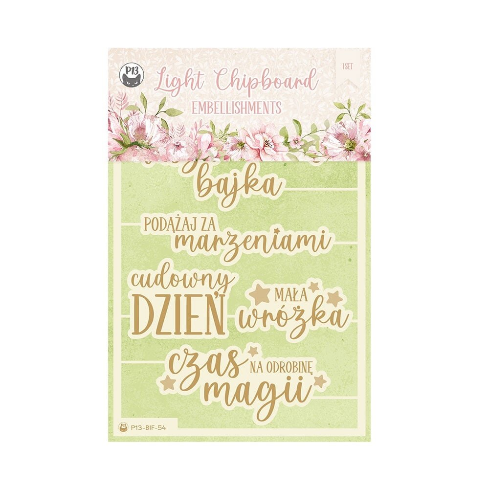 P13 Believe in Fairies Light Chipboard Embellishments POL (7pcs) (P13-BIF-54) (OUTLET)