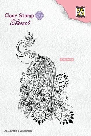 Nellie Snellen Silhouette Clear Stamps Peacock (SIL044) (OUTLET)