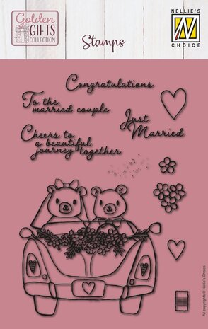 Nellie Snellen Golden Gifts Clear Stamp Just Married (NSCS027) (OUTLET)