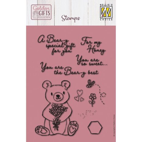 Nellie Snellen Golden Gifts Clear Stamp Beary Special (NSCS026) (OUTLET)