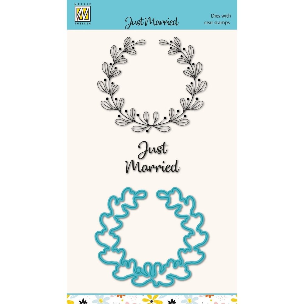 Nellie Snellen Dies w/ Clear Stamps Just Married (HDCS045) (OUTLET)