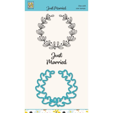 Nellie Snellen Dies w/ Clear Stamps Just Married (HDCS045) (OUTLET)