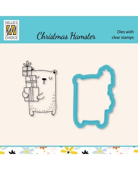 Nellie Snellen Christmas Harmster Present Dies w/ Clear Stamps (HDCS038) (OUTLET)