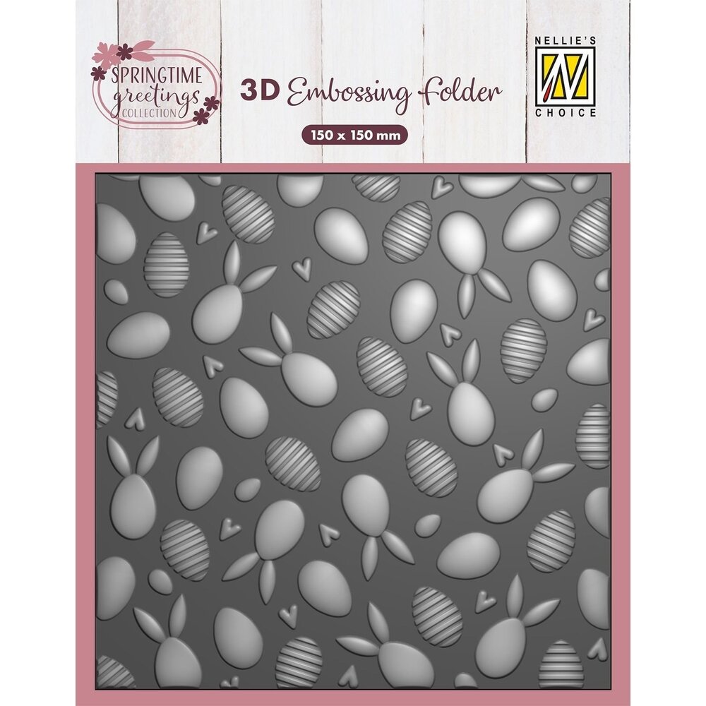 Nellie Snellen 3D Embossing Folder Bunnies And Eggs (EF3D111) (OUTLET)