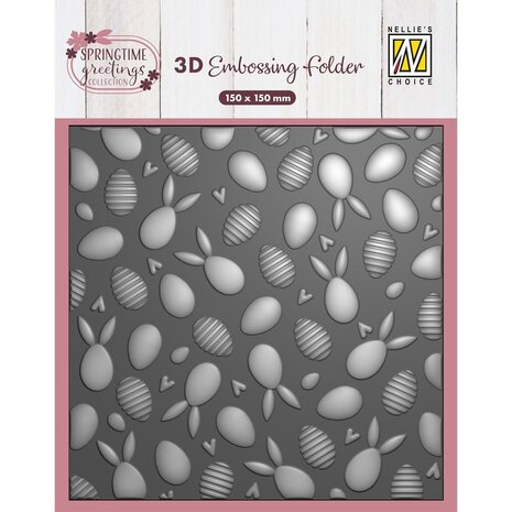 Nellie Snellen 3D Embossing Folder Bunnies And Eggs (EF3D111) (OUTLET)