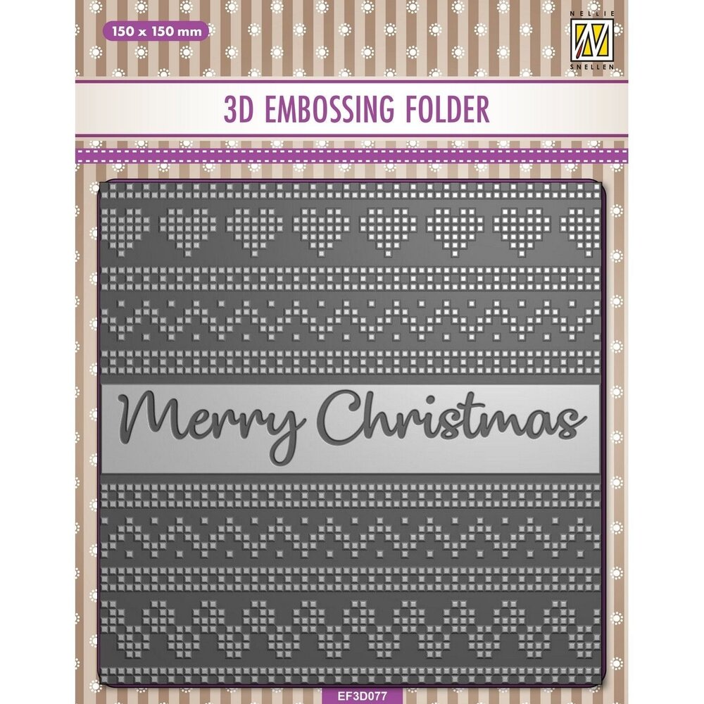 Nellie Snellen 3D Embossing Folder Merry Christmas (EF3D077) (OUTLET)