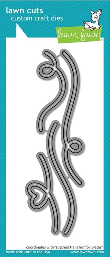 Lawn Fawn Stitched Trails Hot Foil Plates Coordinating Dies (LF3144) (OUTLET)