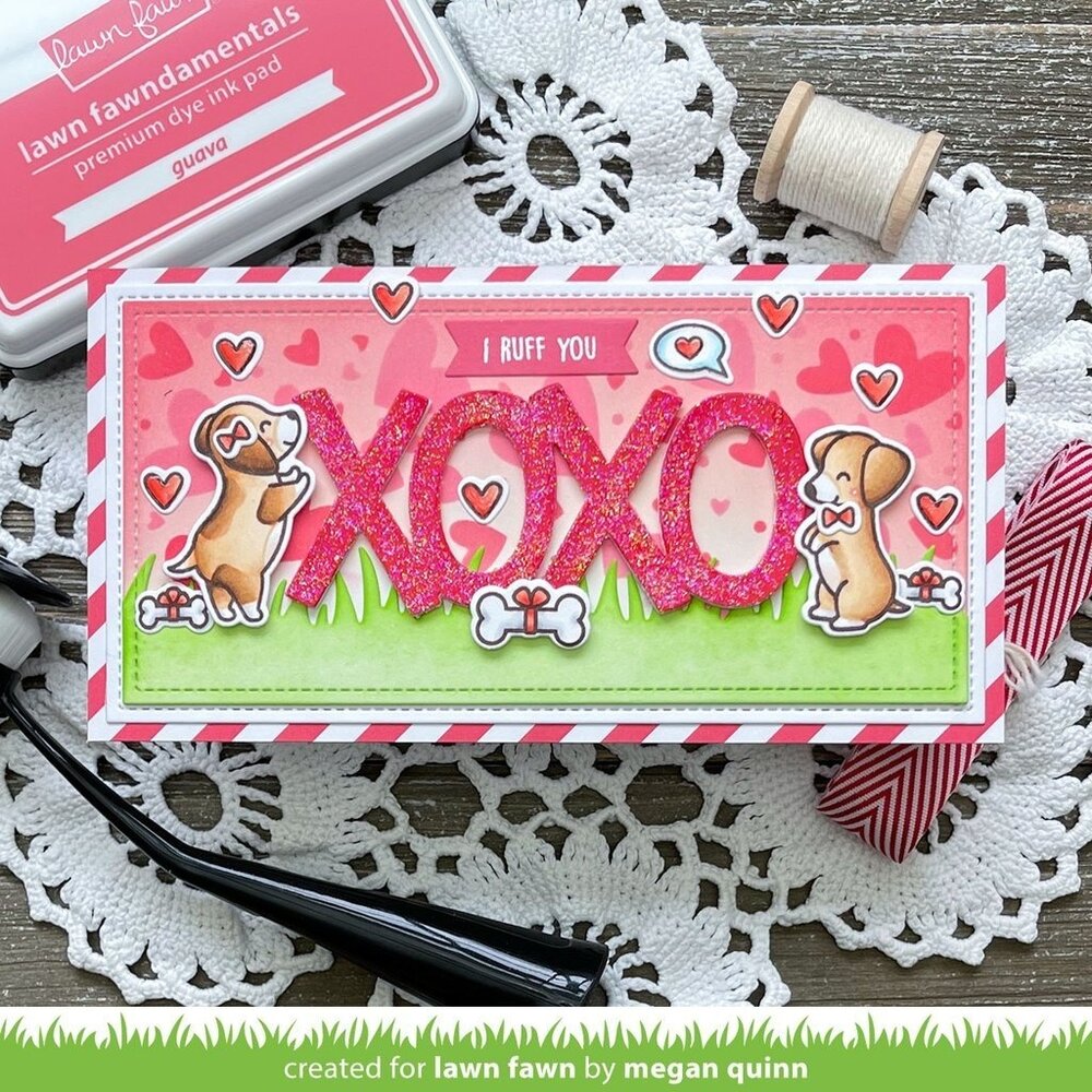 Lawn Fawn Lots of Hearts Background Stencils (2pcs) (LF2740) (OUTLET)