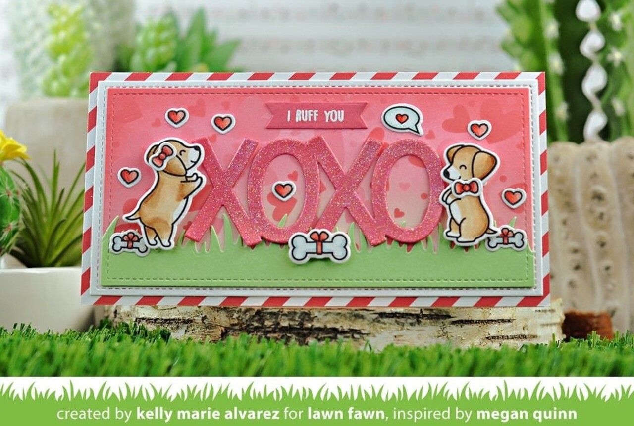 Lawn Fawn Lots of Hearts Background Stencils (2pcs) (LF2740) (OUTLET)