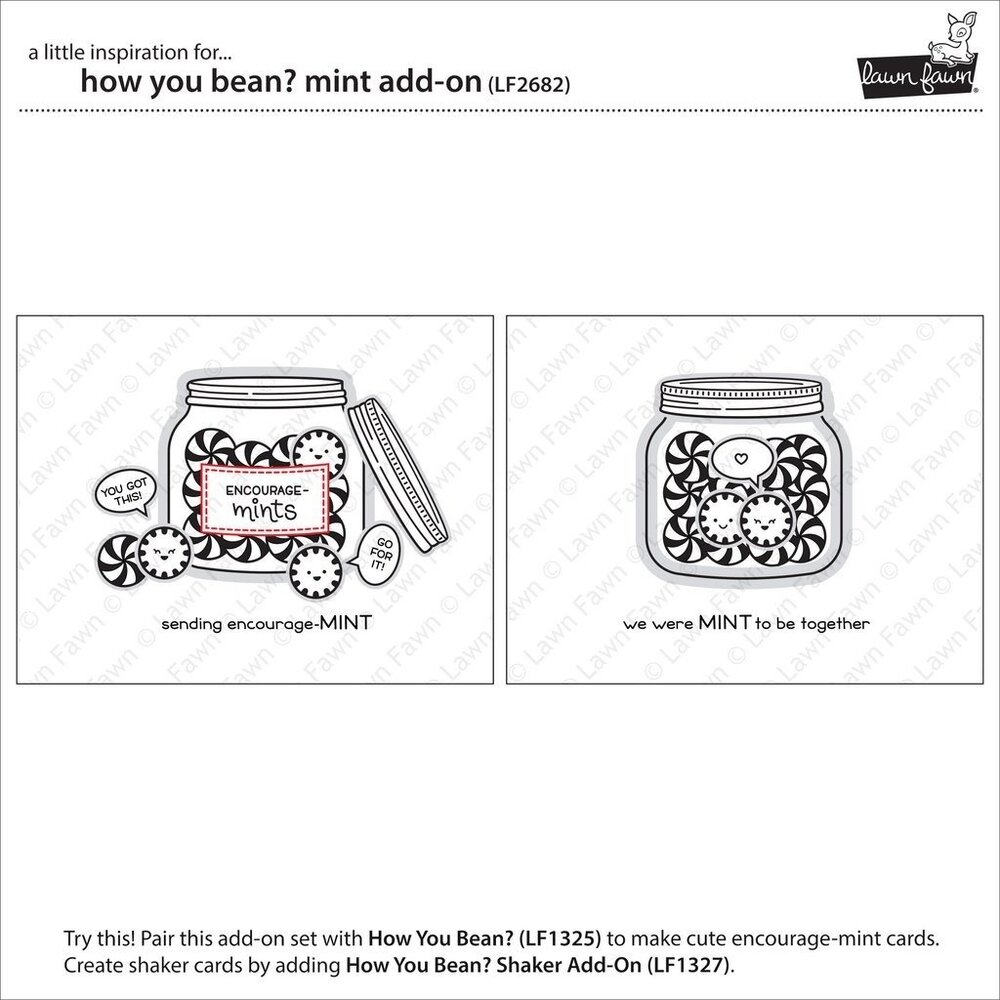 Lawn Fawn How You Bean? Mint Add-On Clear Stamps (LF2682) (OUTLET)