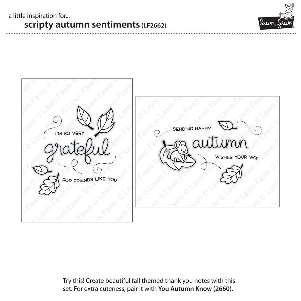 Lawn Fawn Scripty Autumn Sentiments Clear Stamps (LF2662) (OUTLET)