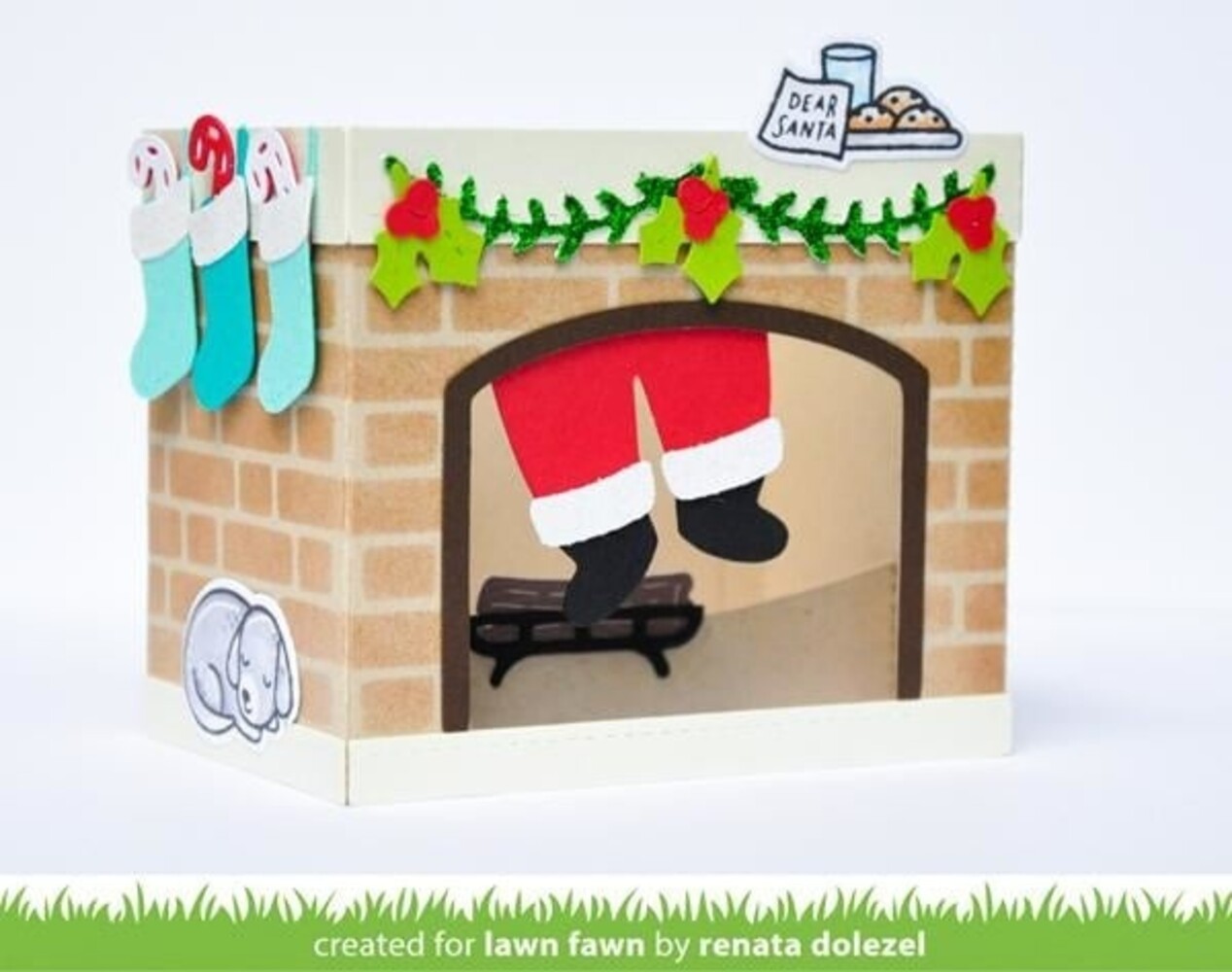 Lawn Fawn Shadow Box Card Fireplace Add-On Dies (LF2437) (OUTLET)
