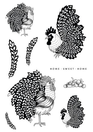 Katkin Krafts The Roosters A5 Clear Stamp Set (KK0041) (OUTLET)