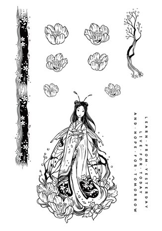 Katkin Krafts Cherry Blossom A5 Clear Stamp Set (KK0014) (OUTLET)