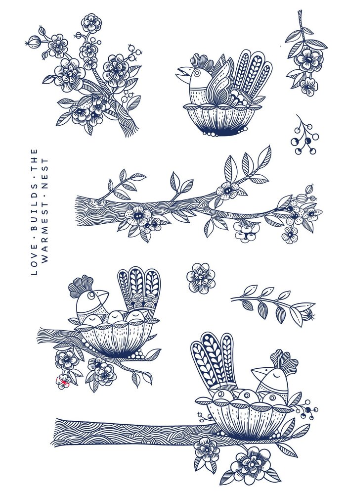 Katkin Krafts Love Nest A5 Clear Stamp Set (KK0013) (OUTLET)