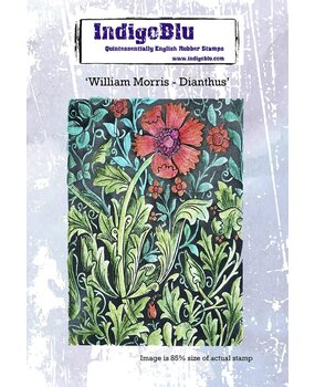 IndigoBlu William Morris Dianthus A6 Red Rubber Stamp (IND1110) (OUTLET)